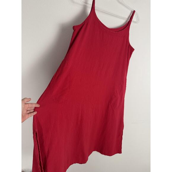 Oh My Gauze Dress Womens Large Red Maxi Sleeveless Pockets Cotton Summer Boho - Picture 2 of 14